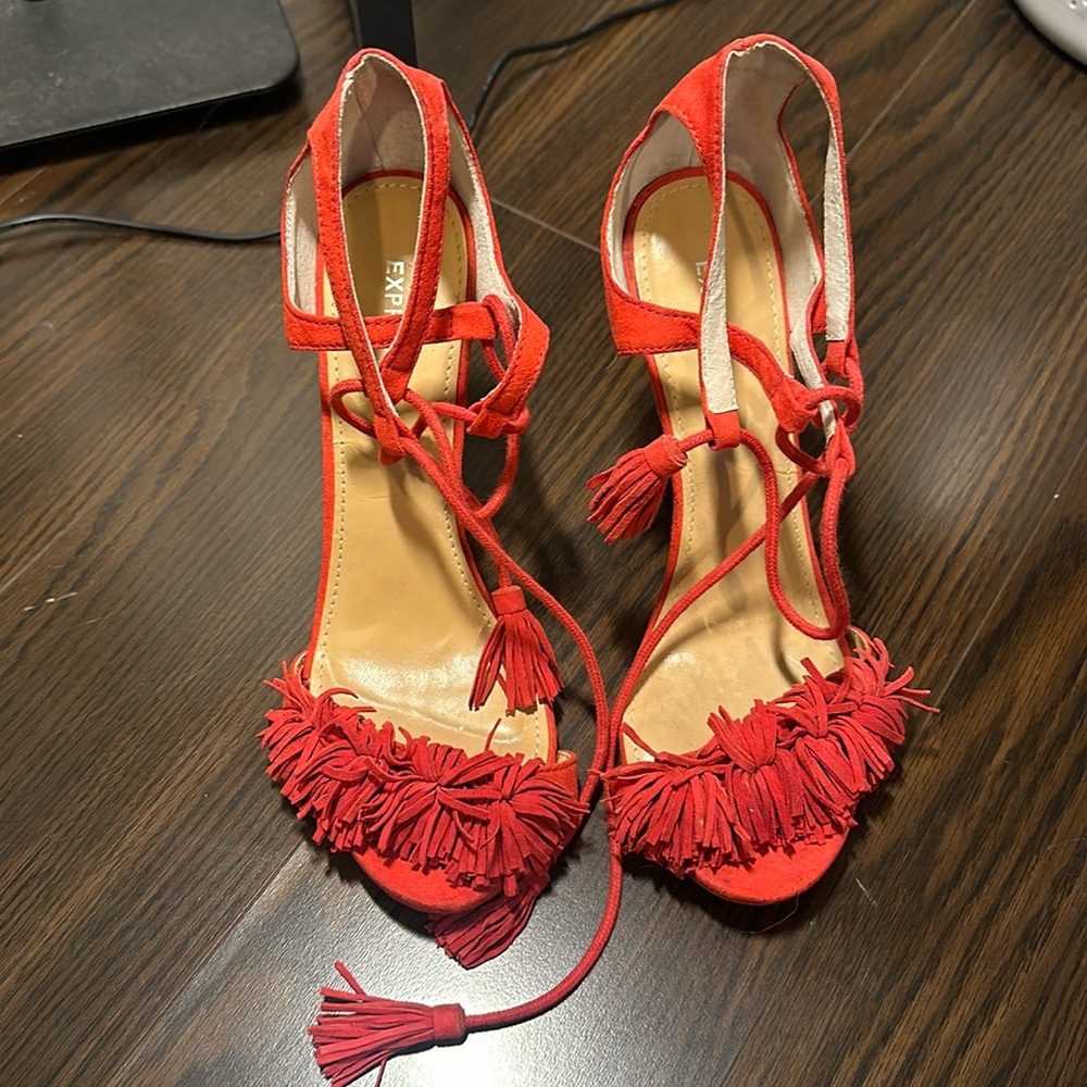 Express Red strappy heels